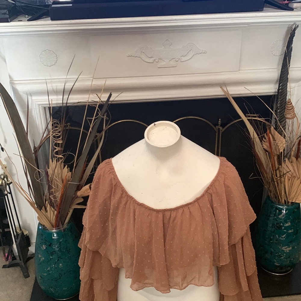 Elegant Brown Off-Shoulder Crop Top